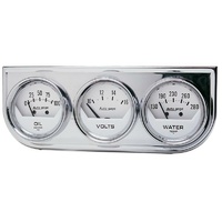 Auto Meter Auto gage Three-Gauge Chrome Console 2-1/16" Mechanical White AU2325