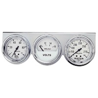 Auto Meter Auto gage Three-Gauge Chrome Console 2-5/8" Mechanical White AU2329