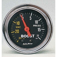 Auto Meter Traditional Chrome Series Boost/Vacuum Gauge 2-1/16" Mechanical 20psi