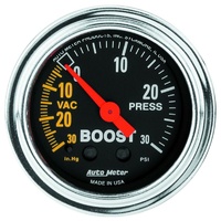 Auto Meter Traditional Chrome Series Boost/Vacuum Gauge 2-1/16" Mechanical 30psi
