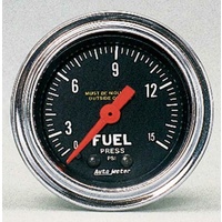 Auto Meter Traditional Chrome Series Fuel Pressure Gauge 2-1/16" Mech 0-15 psi