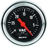 Auto Meter Traditional Chrome Series Vacuum Gauge 2-1/16" Mechanical 30 In. Hg.
