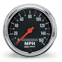 Auto Meter Traditional Chrome Speedometer 3-3/8" In-Dash Programmable 0-160 mph