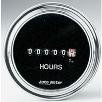 Auto Meter Traditional Chrome Series Hour Meter Gauge 2-1/16" Range 8-32 Volt DC