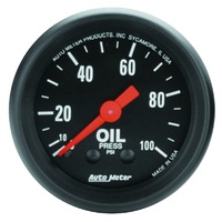 Auto Meter Z-Series Oil Pressure Gauge 2-1/16" Mechanical 0-100 psi AU2604