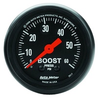 Auto Meter Z-Series Boost Gauge 2-1/16" Full Sweep Mechanical 0-60 psi AU2617