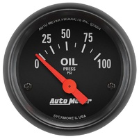 Auto Meter Z-Series Oil Pressure Gauge 2-1/16" Electric 0-100 psi AU2634