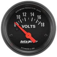 Auto Meter Z-Series Voltmeter Gauge 2-1/16" Short Sweep Electric 8-18 volts