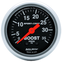 Auto Meter Sport-Comp Series Boost Gauge 2-1/16" Mechanical 0-35 psi AU3304