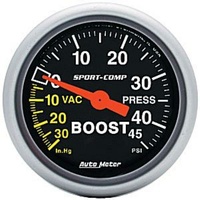 Auto Meter Sport-Comp Series Boost/Vacuum Gauge 2-1/16" Mechanical 45 psi AU3308