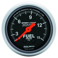 Auto Meter Sport-Comp Series Fuel Pressure Gauge 2-1/16" Mechanical 0-15 psi