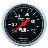 Auto Meter Sport-Comp Series Fuel Pressure Gauge 2-1/16" Mechanical 0-100 psi