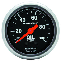 Auto Meter Sport-Comp Series Oil Pressure Gauge 2-1/16" Mechanical 0-100 psi