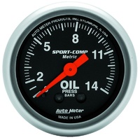 Auto Meter Sport-Comp Series Oil Pressure Gauge 2-1/16" Metric 0-14 Kg/Cm2
