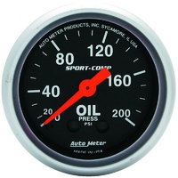 Auto Meter Sport-Comp Series Oil Pressure Gauge 2-1/16" Mechanical 0-200 psi