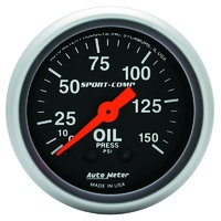 Auto Meter Sport-Comp Series Oil Pressure Gauge 2-1/16" Mechanical 0-150 psi