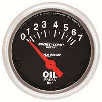 Auto Meter Sport-Comp Series Oil Pressure Gauge 2-1/16" Electric Metric 0-7 Bar