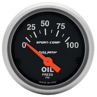 Auto Meter Sport-Comp Series Oil Pressure Gauge 2-1/16" Electric 0-100 psi