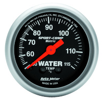 Auto Meter Sport-Comp Series Water Temperature Gauge 2-1/16" Metric 50-115°C