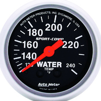 Auto Meter Sport-Comp Series Water Temperature Gauge 2-1/16" 120-240°F AU3332