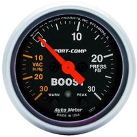 Auto Meter Sport-Comp Series Boost/Vacuum Gauge 2-1/16" Full Sweep 30 psi AU3377