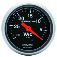 Auto Meter Sport-Comp Series Vacuum Gauge 2-1/16" Mechanical 30 In. Hg. AU3384