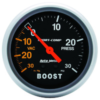 Auto Meter Sport-Comp Series Boost/Vacuum Gauge 2-5/8" Mechanical 30 psi AU3403