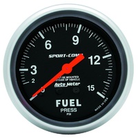 Auto Meter Sport-Comp Series Fuel Pressure Gauge 2-5/8" Mechanical 0-15 psi