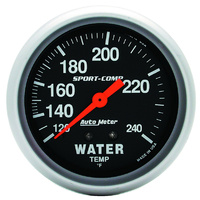 Auto Meter Sport-Comp Series Water Temperature Gauge 2-5/8" Mechanical 120-240°F