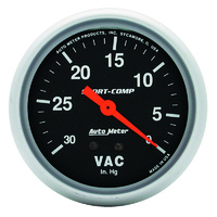 Auto Meter Sport-Comp Series Vacuum Gauge 2-5/8" Mechanical 30 In. Hg. AU3484