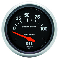Auto Meter Sport-Comp Series Oil Pressure Gauge 2-5/8" Electric 0-100 psi AU3522