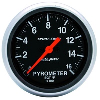 Auto Meter Sport-Comp Series Pyrometer Gauge 2-5/8" Full Sweep Electric 0-1600°F