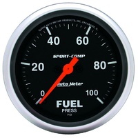 Auto Meter Sport-Comp Series Fuel Pressure Gauge 2-5/8" Electric 0-100 psi