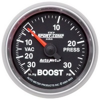 Auto Meter Sport-Comp II Boost/Vacuum Gauge 2-1/16" Full Sweep Mechanical 30 psi