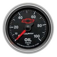 Auto Meter Chev Bow-Tie Oil Pressure Gauge 2-1/16" Black Mechanical 0-100 psi