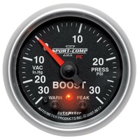 Auto Meter Sport-Comp II Boost/Vacuum Gauge 2-1/16" Memory & Warning 30 psi