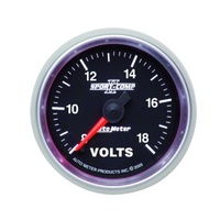 Auto Meter Sport-Comp II Voltmeter Gauge 2-1/16" Full Sweep Electric 8-18 volts