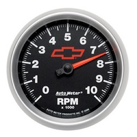 Auto Meter Chev Bow-Tie Tachometer 3-3/8" Black Dial In-Dash 0-10,000 rpm