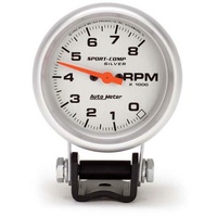 Auto Meter Sport-Comp Silver Mini-Tachometer 2-5/8" Pedestal Mount 0-8,000 rpm