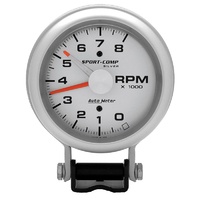 Auto Meter Sport-Comp Silver Tachometer 3-3/4" Adjustable Redline 0-8,000 rpm
