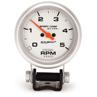 Auto Meter Sport-Comp Silver Diesel Mini-Tachometer 2-5/8" Pedestal 0-5,000 rpm