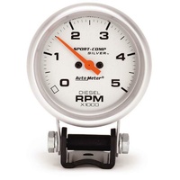 Auto Meter Sport-Comp Silver Diesel Mini-Tachometer 2-5/8" Pedestal 0-5,000 rpm