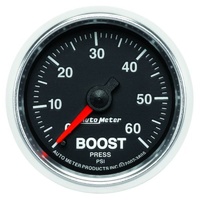 Auto Meter GS Series Boost Gauge 2-1/16" In-Dash Full Sweep Mechanical 0-60 psi