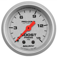 Auto Meter Ultra-Lite Series 2-1/16" Mechanical Boost Gauge 0-15 psi AU4302