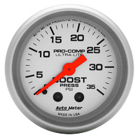 Auto Meter Ultra-Lite Series Boost Gauge 2-1/16" Full Sweep Mechanical 0-35 psi