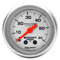 Auto Meter Ultra-Lite Series Boost Gauge 2-1/16" Full Sweep Mechanical 0-60 psi 