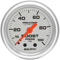 Auto Meter Ultra-Lite Series Boost Gauge 2-1/16" Full Sweep Mechanical 0-100 psi