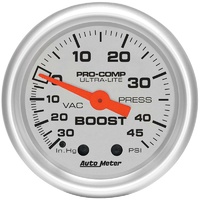 Auto Meter Ultra-Lite Series Boost/Vacuum Gauge 2-1/16" Mechanical 45 psi AU4308