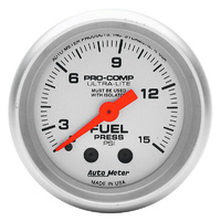 Auto Meter Ultra-Lite Series Fuel Pressure Gauge 2-1/16" Mechanical 0-15 psi