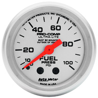 Auto Meter Ultra-Lite Series Fuel Pressure Gauge 2-1/16" Mechanical 0-100 psi
